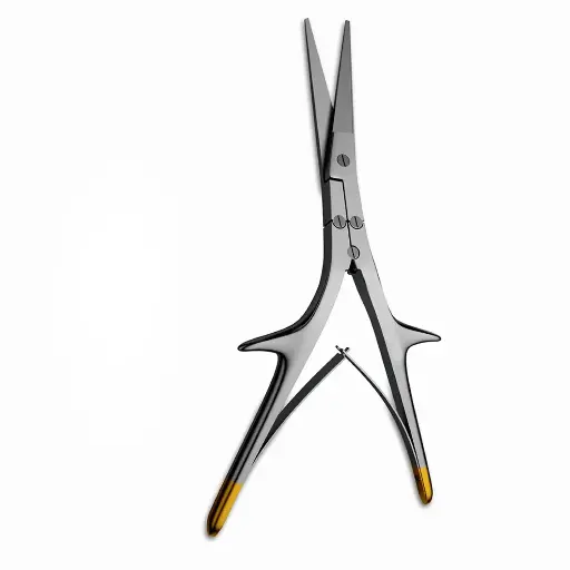 Gorney's 21cm Angled Serrated TC Scissors - Ideal for Turbinate Procedures 