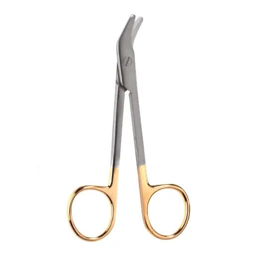 Suture-Wire Scissors 12 cm - Angled, Serrated , TC 